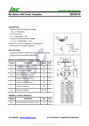 3DK501D Datasheet PDF Inchange Semiconductor