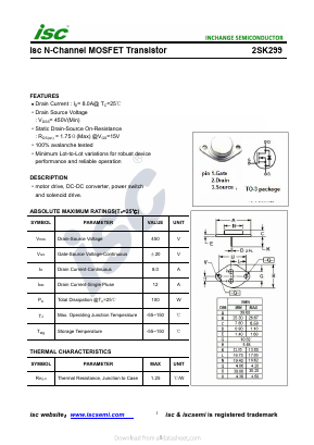 2SK299 Datasheet PDF Inchange Semiconductor