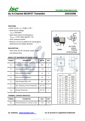 K3309B Datasheet PDF Inchange Semiconductor