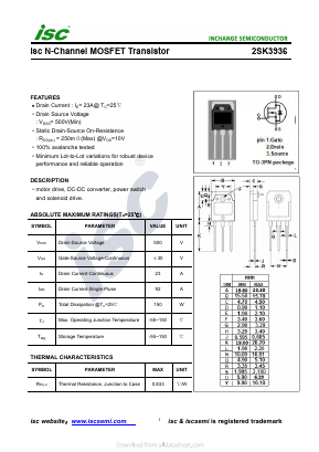2SK3936 Datasheet PDF Inchange Semiconductor