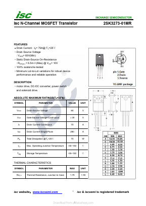 2SK3273-01MR Datasheet PDF Inchange Semiconductor