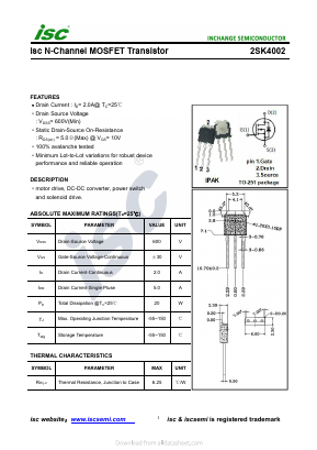 2SK4002 Datasheet PDF Inchange Semiconductor