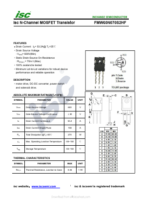 FMW60N070S2HF Datasheet PDF Inchange Semiconductor