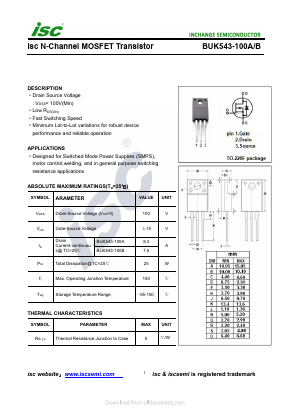 BUK543-100B Datasheet PDF Inchange Semiconductor
