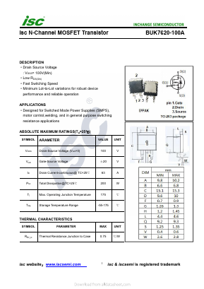 BUK7620-100A Datasheet PDF Inchange Semiconductor