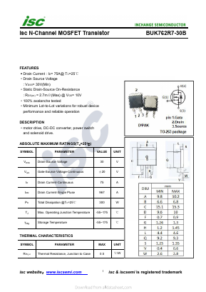 BUK762R7-30B Datasheet PDF Inchange Semiconductor