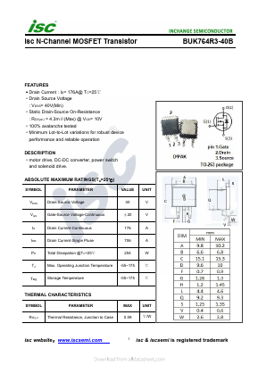 BUK764R3-40B Datasheet PDF Inchange Semiconductor