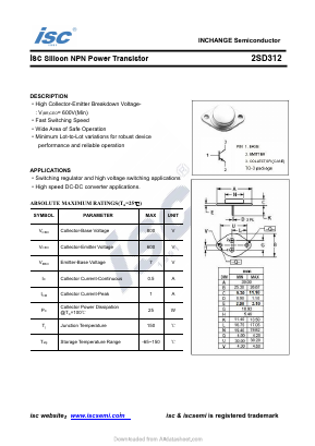 2SD312 Datasheet PDF Inchange Semiconductor