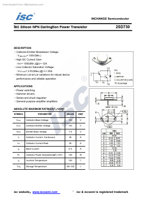 2SD730 Datasheet PDF Inchange Semiconductor