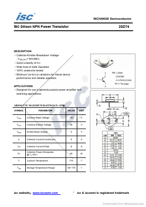 2SD74 Datasheet PDF Inchange Semiconductor