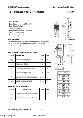 IRF741 Datasheet PDF Inchange Semiconductor
