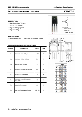 KSD5074 Datasheet PDF Inchange Semiconductor