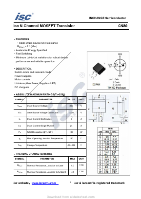 6N80 Datasheet PDF Inchange Semiconductor