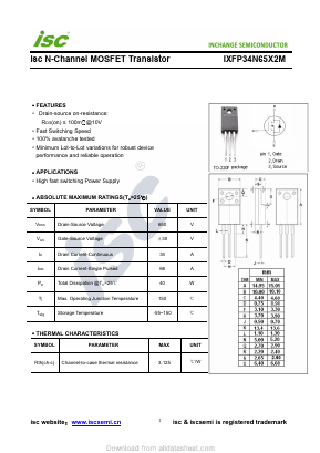 IXFP34N65X2M Datasheet PDF Inchange Semiconductor