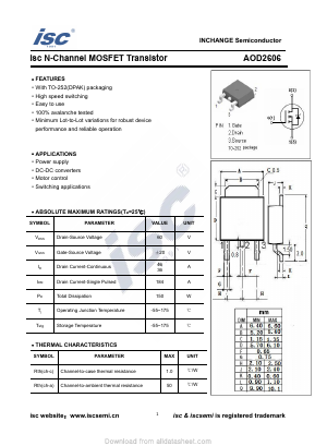 AOD2606 Datasheet PDF Inchange Semiconductor