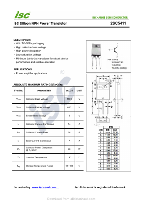 C5411 Datasheet PDF Inchange Semiconductor