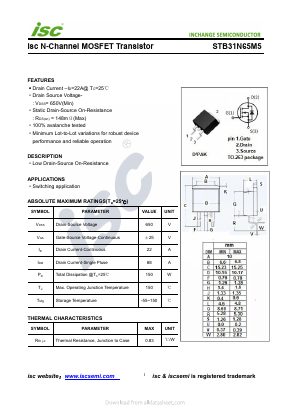STB31N65M5 Datasheet PDF Inchange Semiconductor