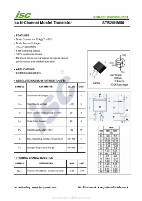 STB20NM50 Datasheet PDF Inchange Semiconductor