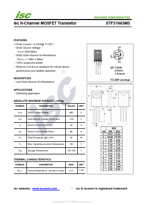 STF31N65M5 Datasheet PDF Inchange Semiconductor