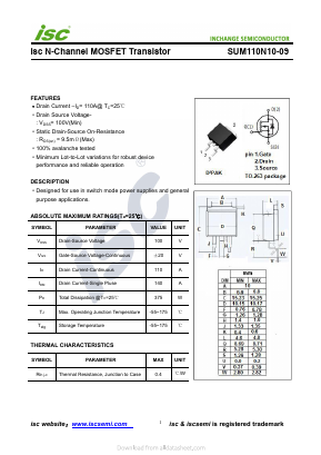SUM110N10-09 Datasheet PDF Inchange Semiconductor