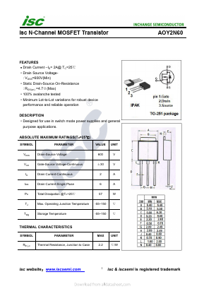 AOY2N60 Datasheet PDF Inchange Semiconductor