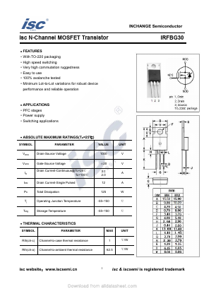 IRFBG30 Datasheet PDF Inchange Semiconductor