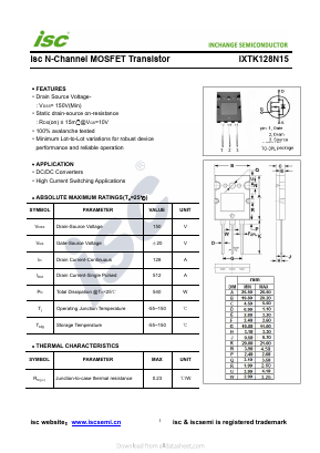 IXTK128N15 Datasheet PDF Inchange Semiconductor