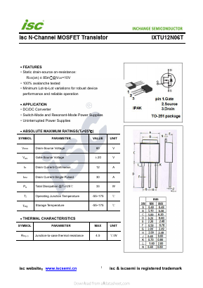 IXTU12N06T Datasheet PDF Inchange Semiconductor