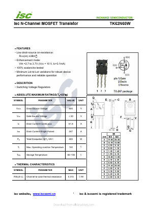 TK62N60W Datasheet PDF Inchange Semiconductor