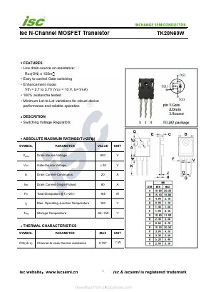TK20N60W Datasheet PDF Inchange Semiconductor