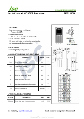 TK31J60W Datasheet PDF Inchange Semiconductor