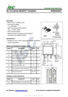 R6006KND3 Datasheet PDF Inchange Semiconductor