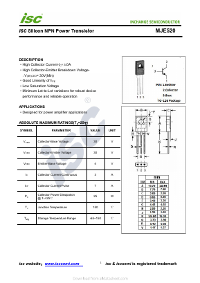 MJE520 Datasheet PDF Inchange Semiconductor