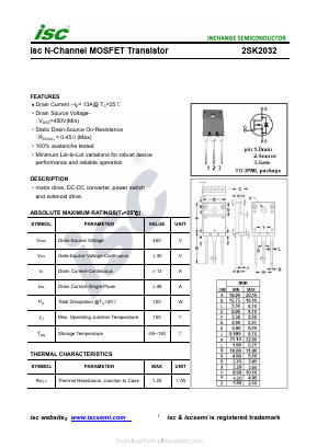 2SK2032 Datasheet PDF Inchange Semiconductor