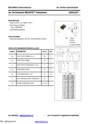 2SK2237 Datasheet PDF Inchange Semiconductor