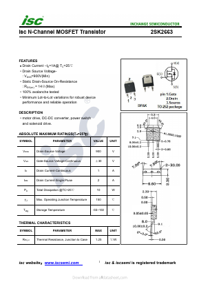 2SK2663 Datasheet PDF Inchange Semiconductor