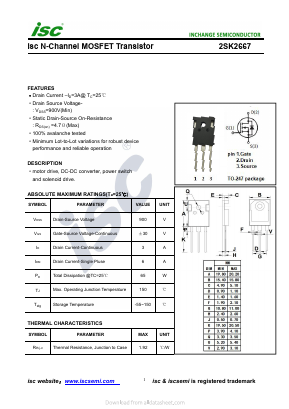 2SK2667 Datasheet PDF Inchange Semiconductor