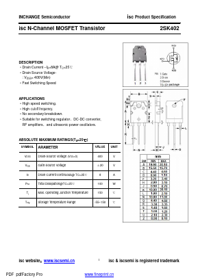 K402 Datasheet PDF Inchange Semiconductor