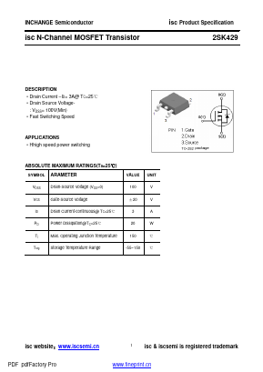 2SK429 Datasheet PDF Inchange Semiconductor