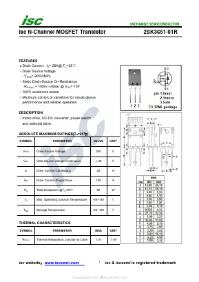 2SK3651-01R Datasheet PDF Inchange Semiconductor