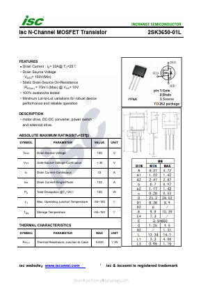 2SK3650-01L Datasheet PDF Inchange Semiconductor