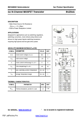 BUZ84A Datasheet PDF Inchange Semiconductor