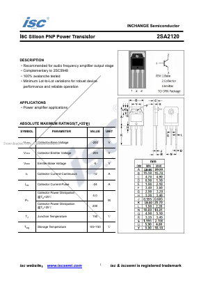 A2120 Datasheet PDF Inchange Semiconductor