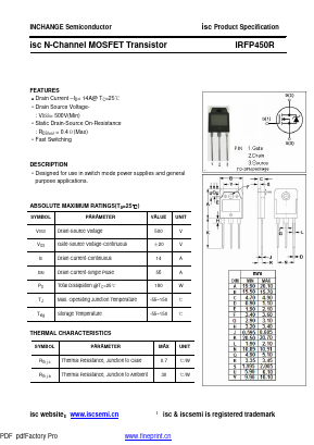 IRFP450R Datasheet PDF Inchange Semiconductor