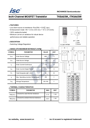 TK8A65W Datasheet PDF Inchange Semiconductor