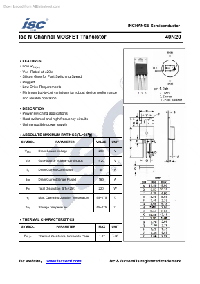40N20 Datasheet PDF Inchange Semiconductor