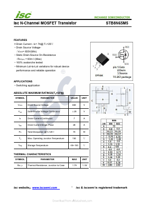 STB8N65M5 Datasheet PDF Inchange Semiconductor
