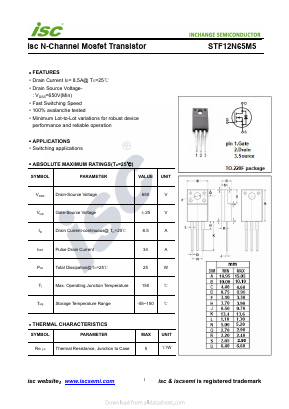 STF12N65M5 Datasheet PDF Inchange Semiconductor