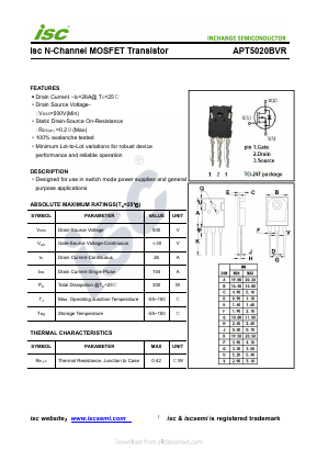 APT5020BVR Datasheet PDF Inchange Semiconductor
