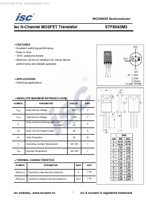 STF8N65M5 Datasheet PDF Inchange Semiconductor